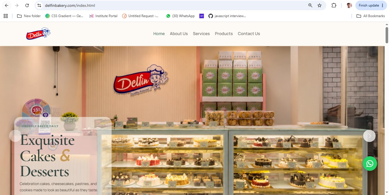Delfin bakery website screenshot