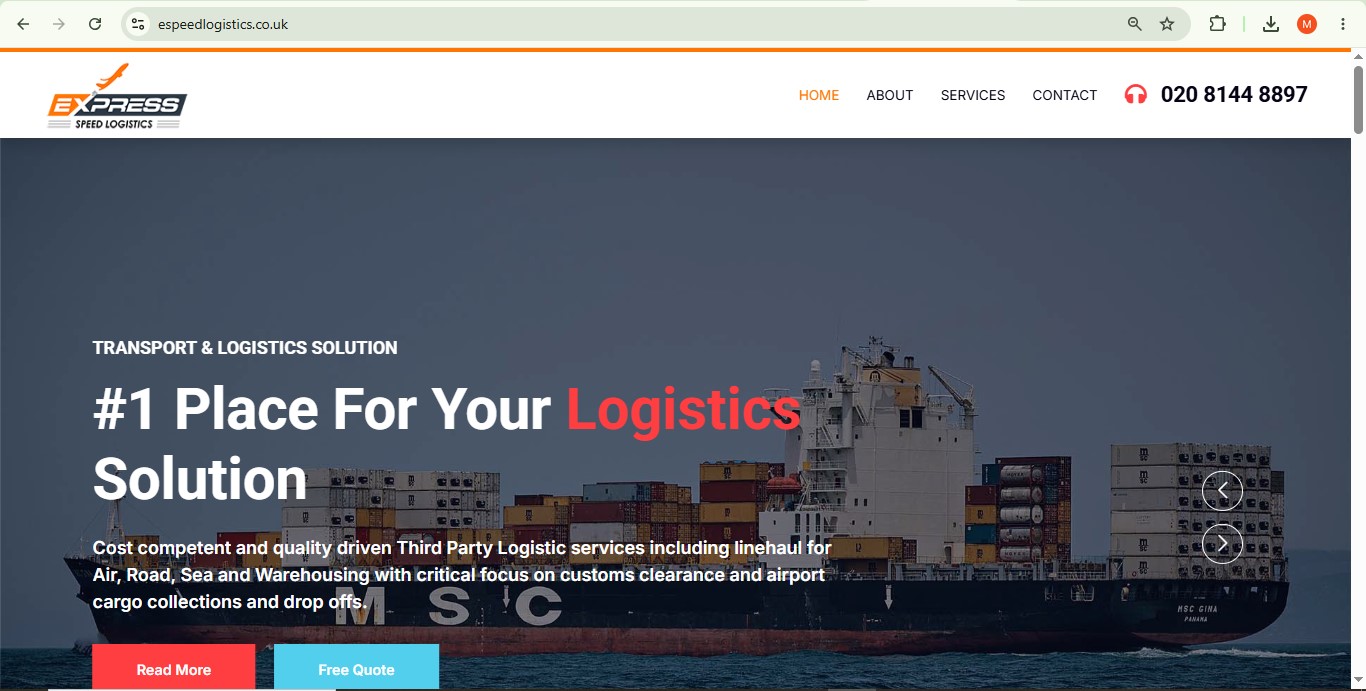 Express Speed Logistics website screenshot